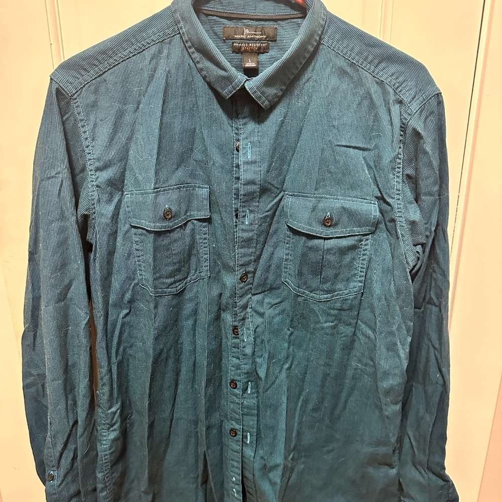Marc Anthony Teal Stretch Shirt